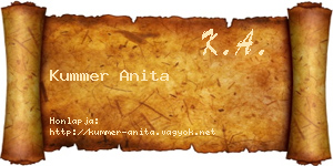 Kummer Anita névjegykártya