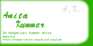 anita kummer business card